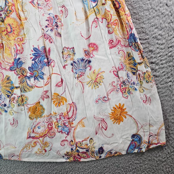 NEW Savanna Jane Top Blouse Women Small Floral Paisley Print Embroidered White - Picture 4 of 9